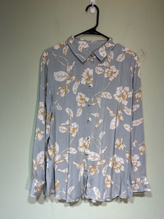 Chico's Tops - Chicos blue colorful floral paisley modal long sleeve button up blouse 3 large